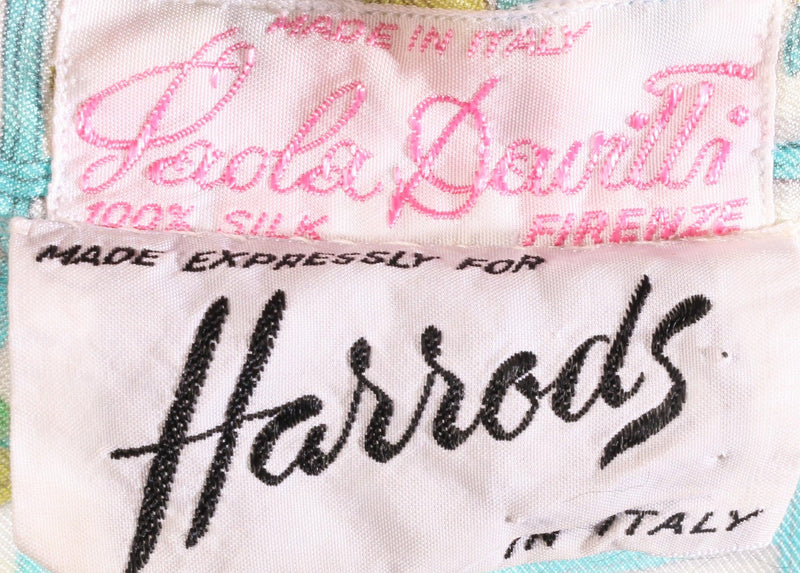  Harrods green floral sleeveless blouse label