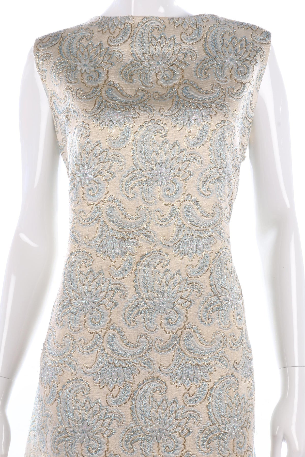 Beautiful 1960's gold and blue embroidered shift dress size M - Ava & Iva
