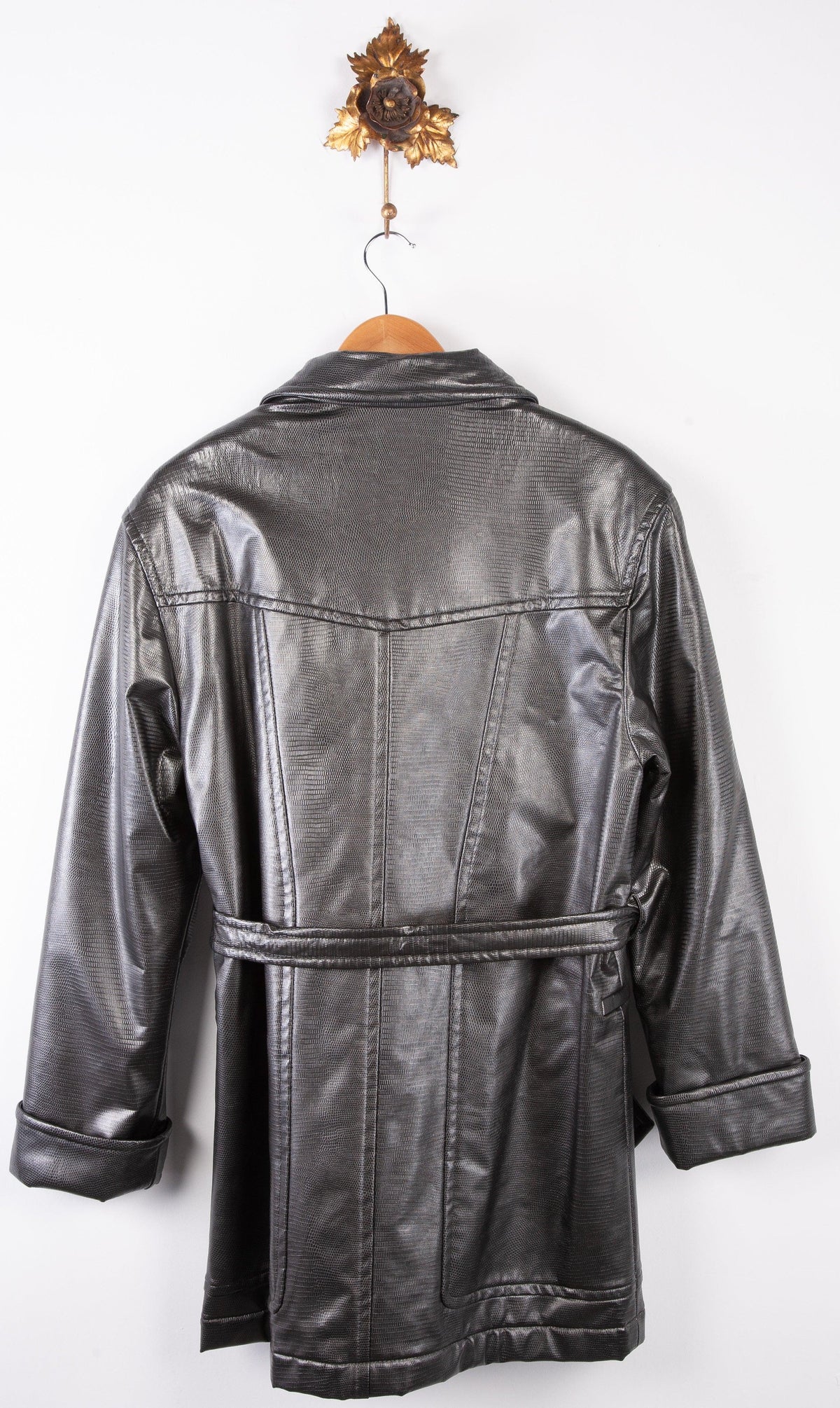 Escada Margaretha Ley Metallic Brown Faux Snake Quilted Longline Jacket Eur36 UK8 - Ava & Iva