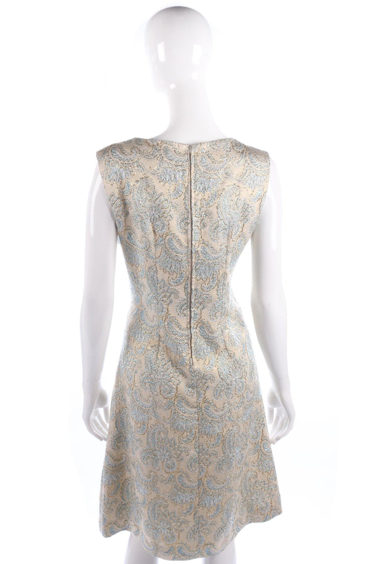 Beautiful 1960's gold and blue embroidered shift dress size M - Ava & Iva