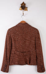 Whistles Single Breasted Jacket Brown Boucle Style Wool Mix UK 10 - Ava & Iva