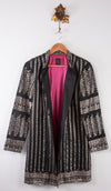 Indy By Libby Coat Raw Silk Black and Silver Embroidery UK 12 - Ava & Iva