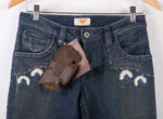 Antik Denim Jeans Flowers, Eagle and Tribal Embroidered with Tags Size 26 - Ava & Iva