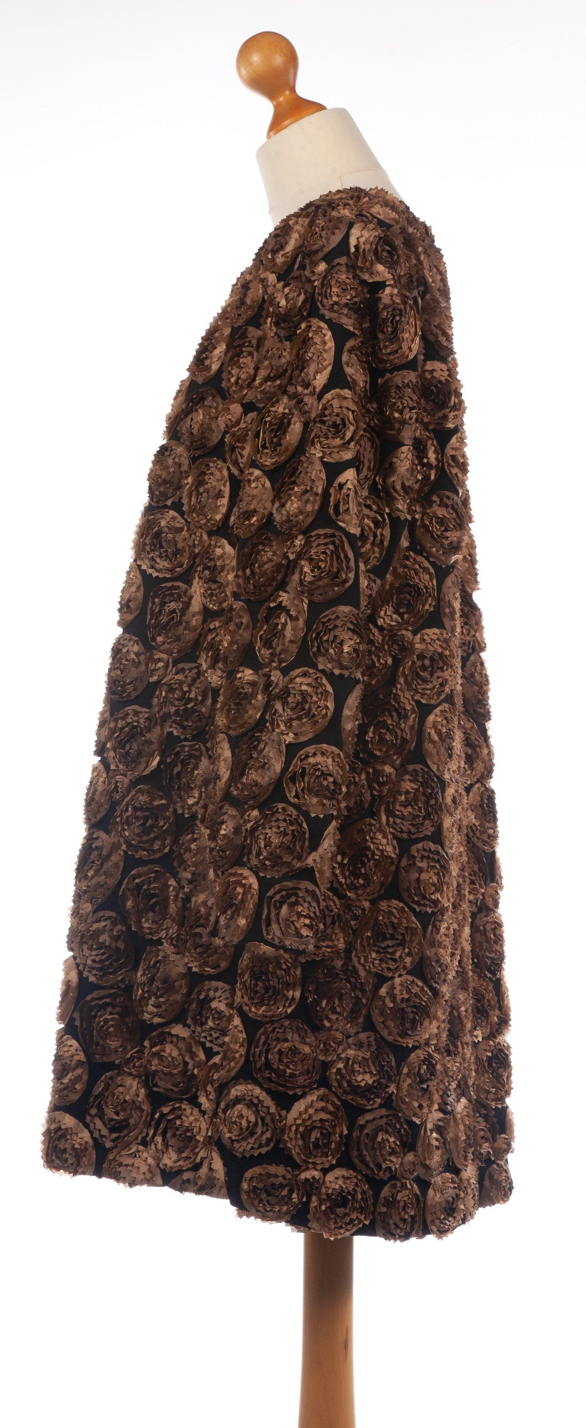 B.S.T. Tailors Kuwait Evening Coat Black with Bronze Flowers UK 18 - Ava & Iva