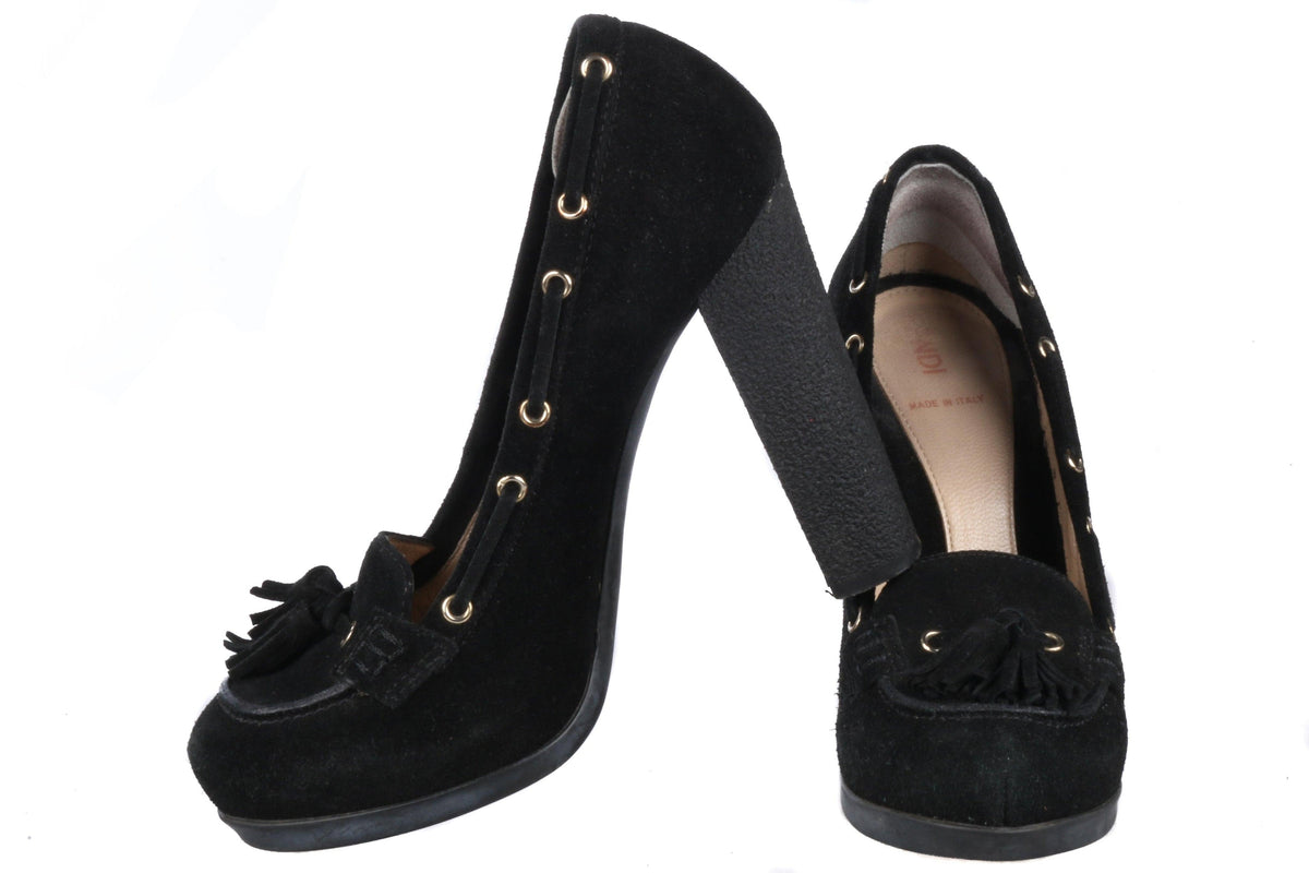 Fendi Black Suede High Heels Size 36 - Ava & Iva