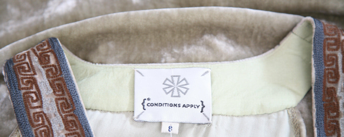 Conditions Apply Embroidered Butterflies Velvet Dress Moss Green est UK 8 - Ava & Iva