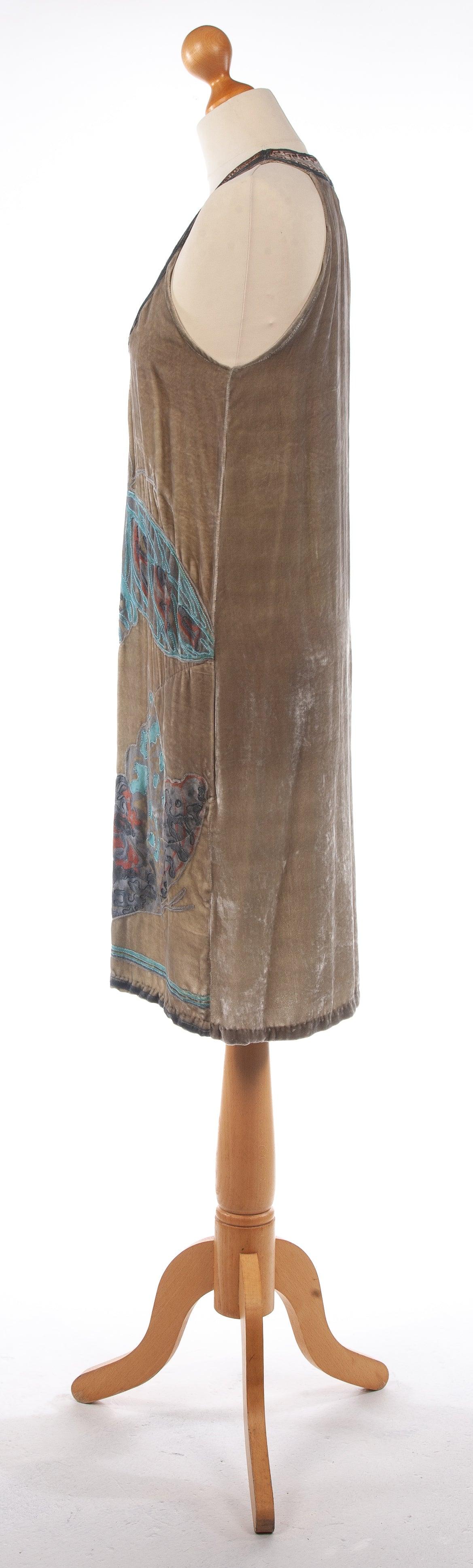 Conditions Apply Embroidered Butterflies Velvet Dress Moss Green est UK 8 - Ava & Iva