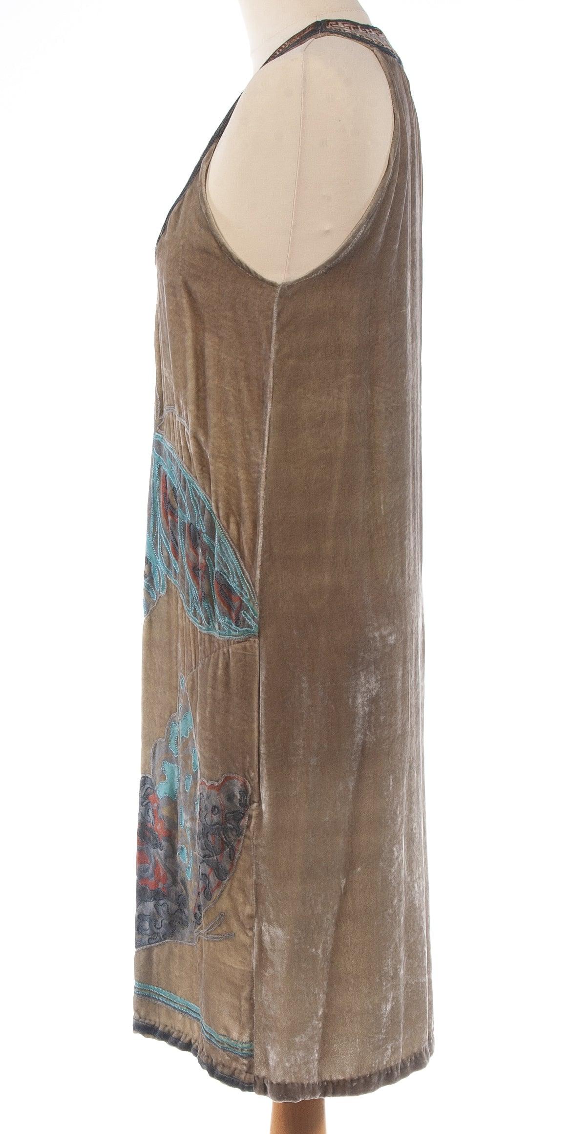 Conditions Apply Embroidered Butterflies Velvet Dress Moss Green est UK 8 - Ava & Iva