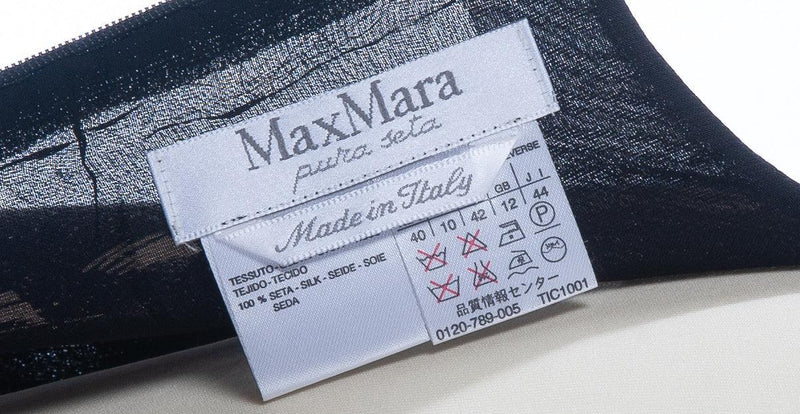 Max Mara 100% Silk Dress  Black with Abstract Pattern Size 12 - Ava & Iva