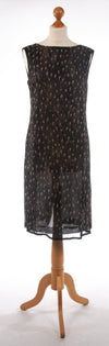 Max Mara 100% Silk Dress  Black with Abstract Pattern Size 12 - Ava & Iva