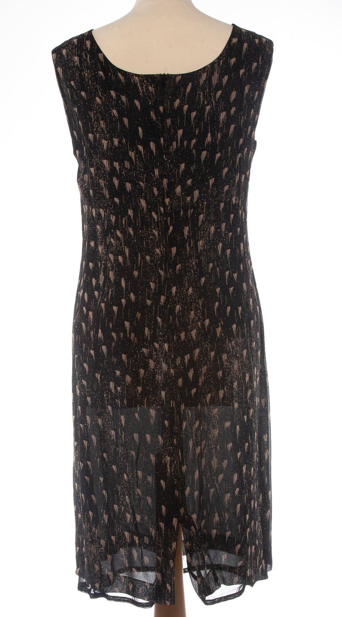 Max Mara 100% Silk Dress  Black with Abstract Pattern Size 12 - Ava & Iva
