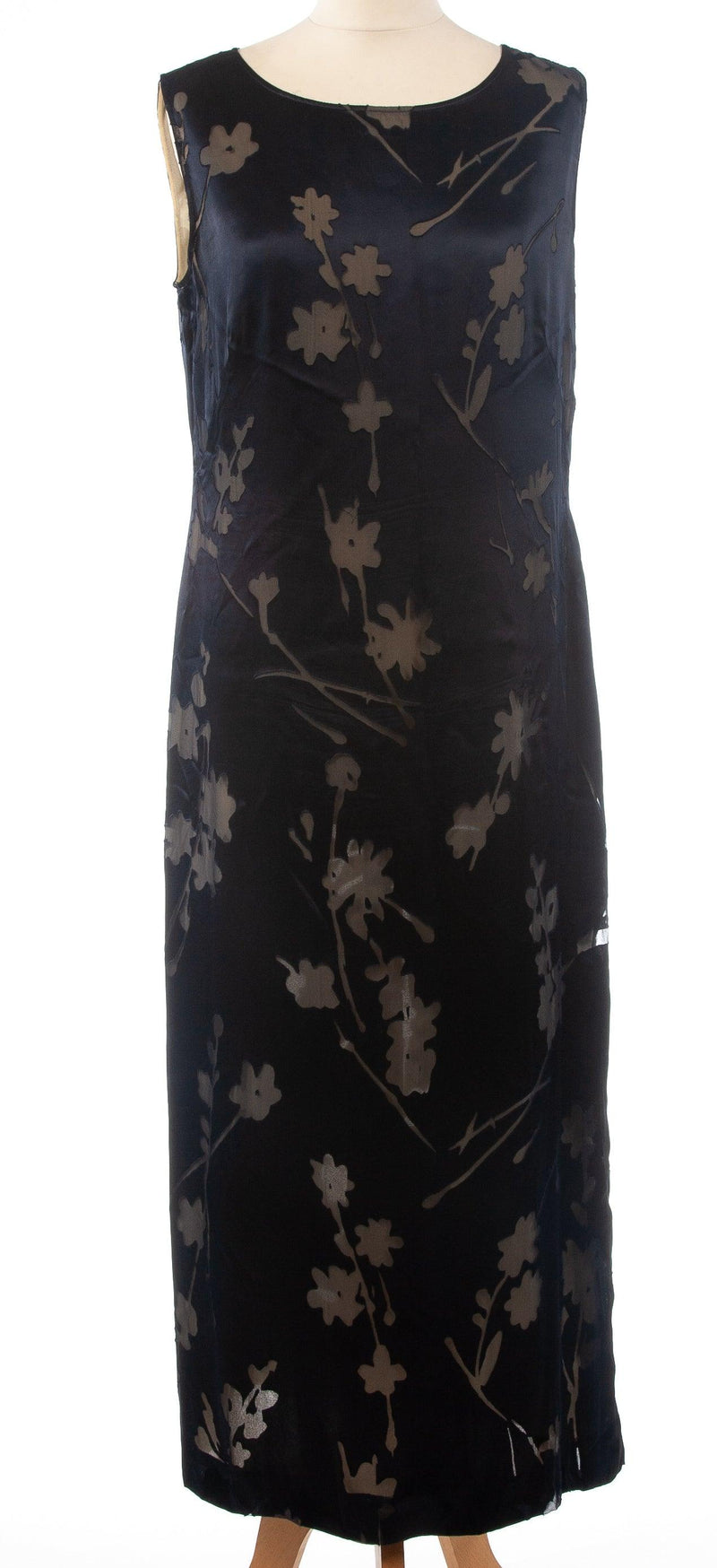 My Time Sleeveless Overlay Dress Dark Blue with Floral Design UK 14 - Ava & Iva