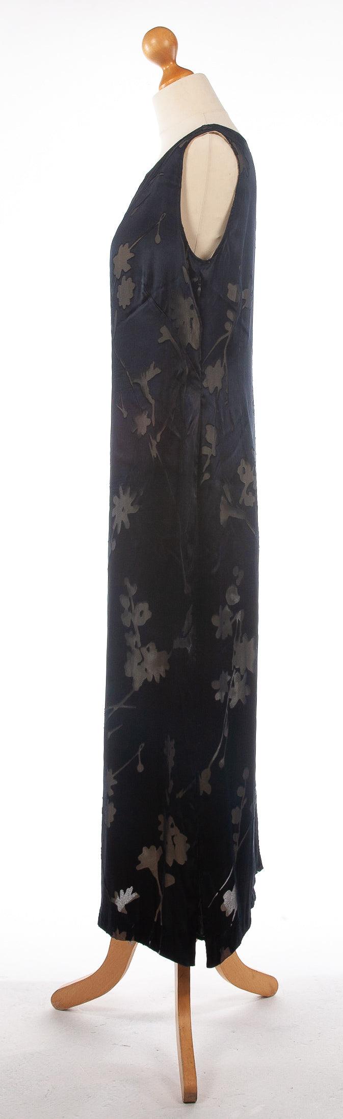 My Time Sleeveless Overlay Dress Dark Blue with Floral Design UK 14 - Ava & Iva