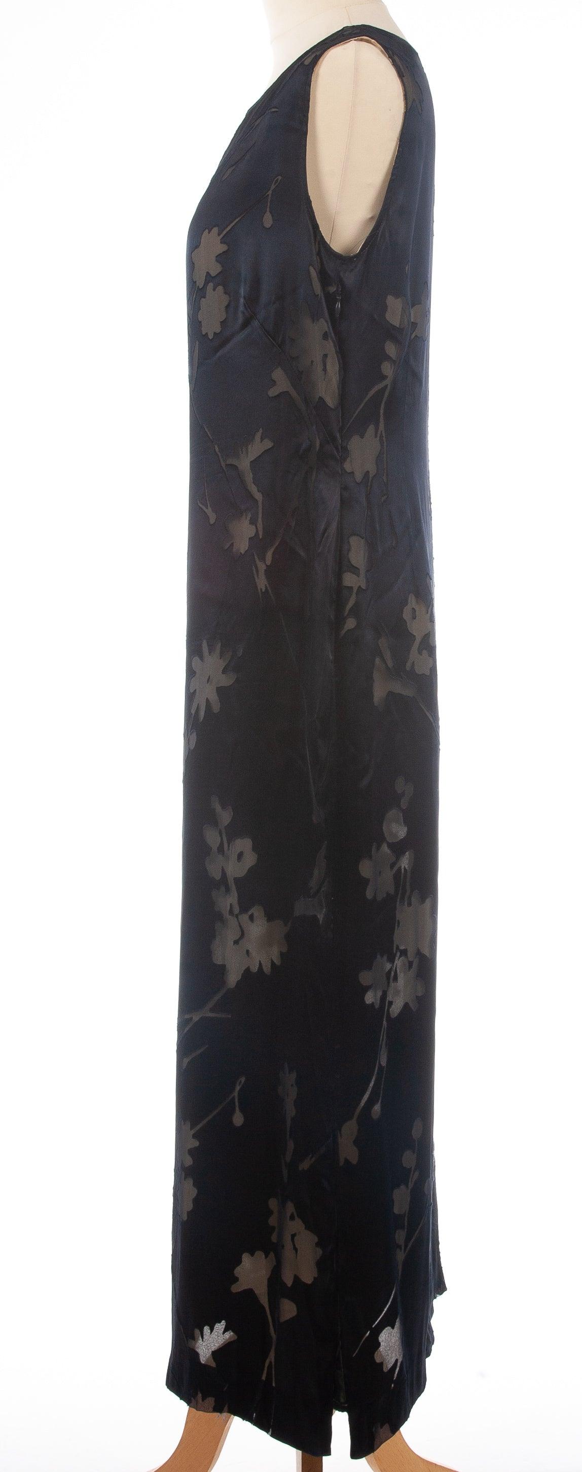 My Time Sleeveless Overlay Dress Dark Blue with Floral Design UK 14 - Ava & Iva
