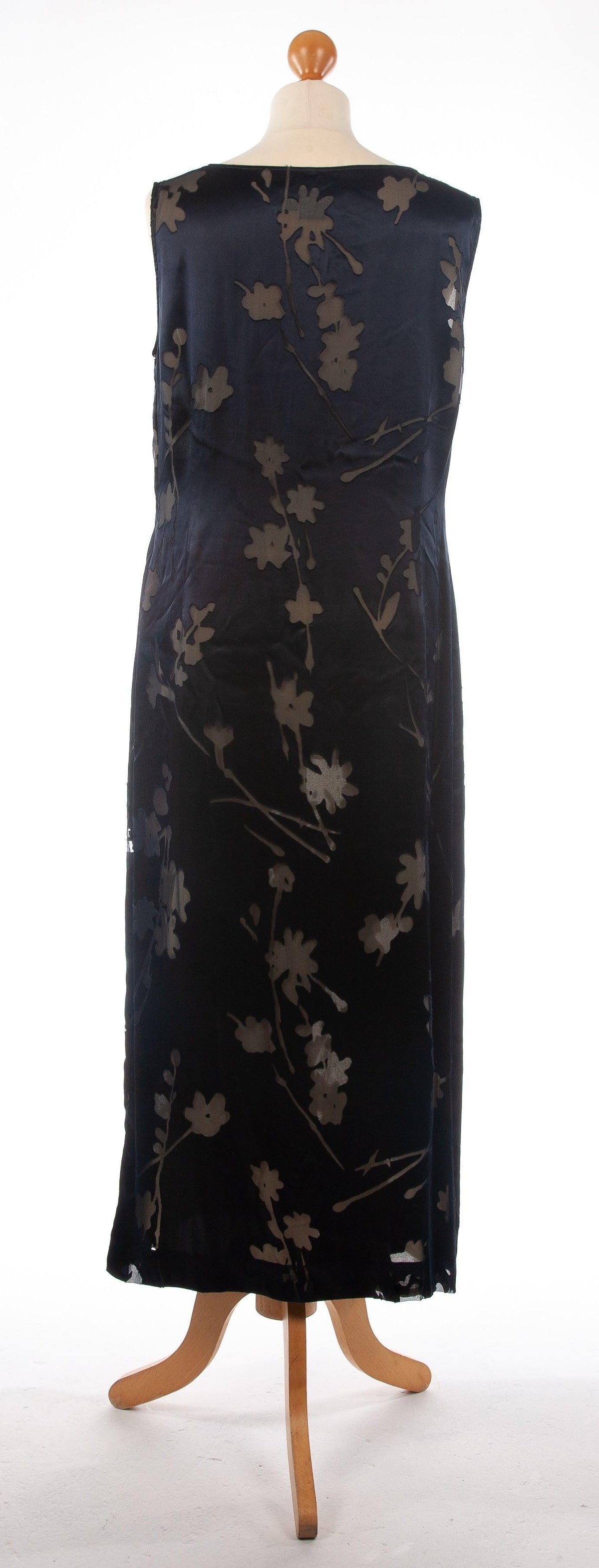 My Time Sleeveless Overlay Dress Dark Blue with Floral Design UK 14 - Ava & Iva