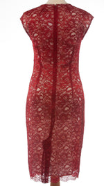 Jaeger Dress Red Lace over White Base UK Size10 - Ava & Iva