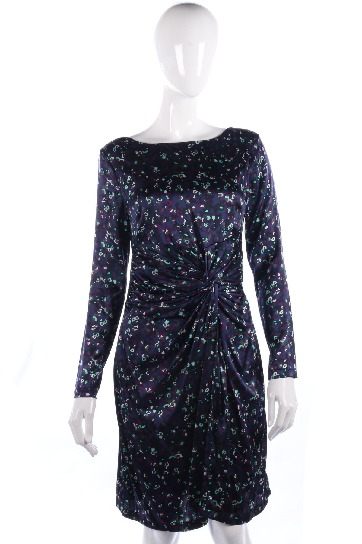 Fabulous Oui silk blue and pink patterned dress size 10 - Ava & Iva