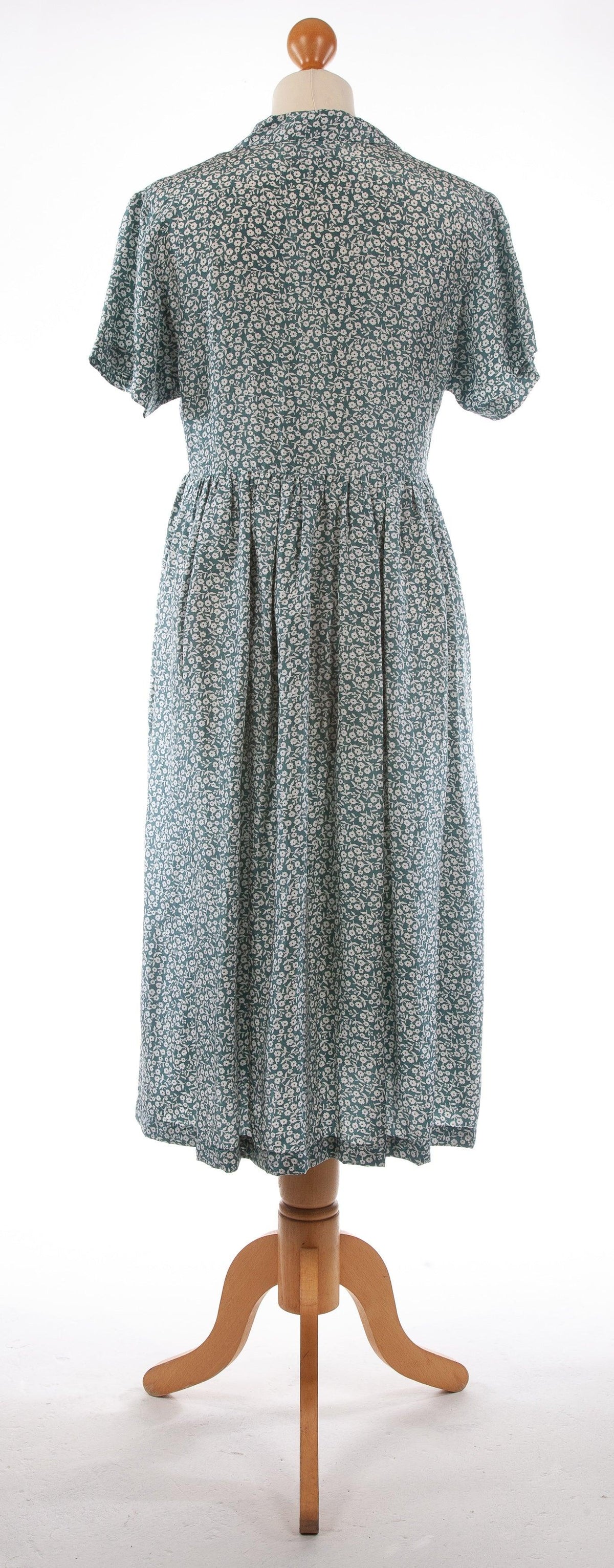 Monsoon Silk Summer Dress Moss Green Flower Pattern UK 12 - Ava & Iva