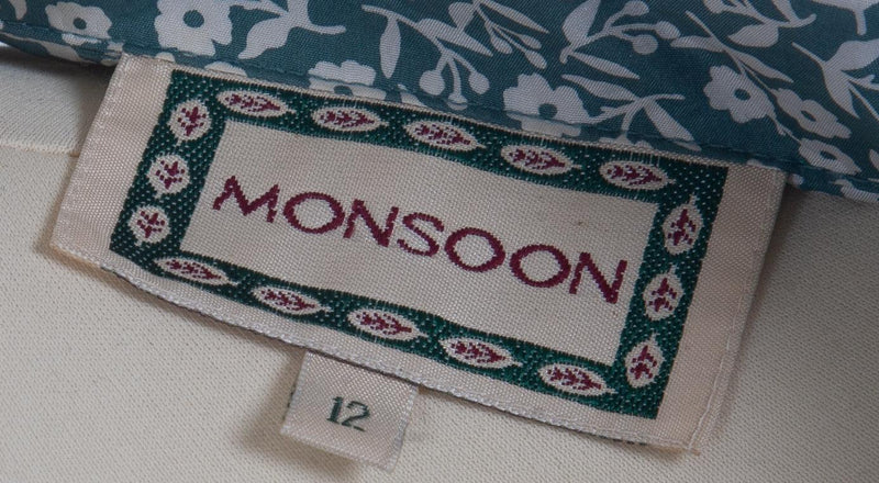 Monsoon Silk Summer Dress Moss Green Flower Pattern UK 12 - Ava & Iva