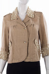 Blank London sparkly linen cropped jacket with fabulous pearl details size S detail
