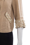Blank London sparkly linen cropped jacket with fabulous pearl details size S beading
