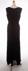 Stunning Roots Black Silk Chiffon Overlay Beaded Evening Dress UK 14 - Ava & Iva