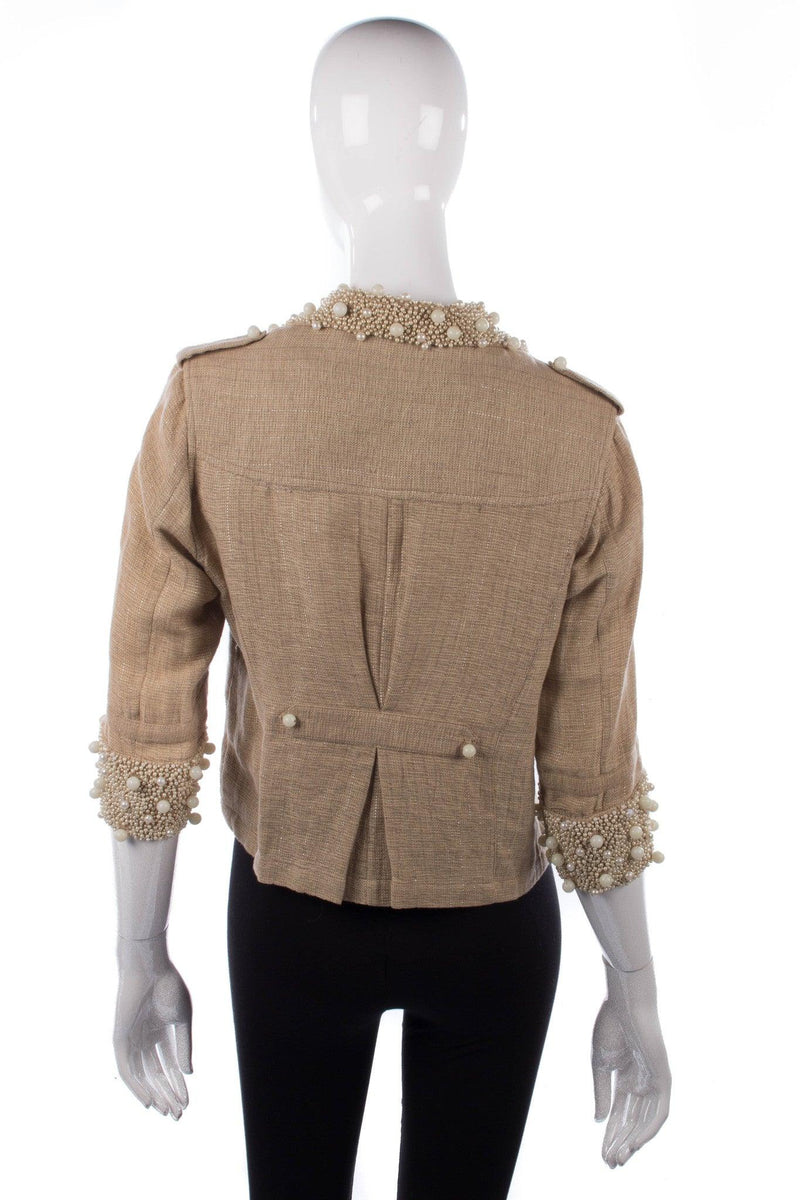 Blank London sparkly linen cropped jacket with fabulous pearl details size S back
