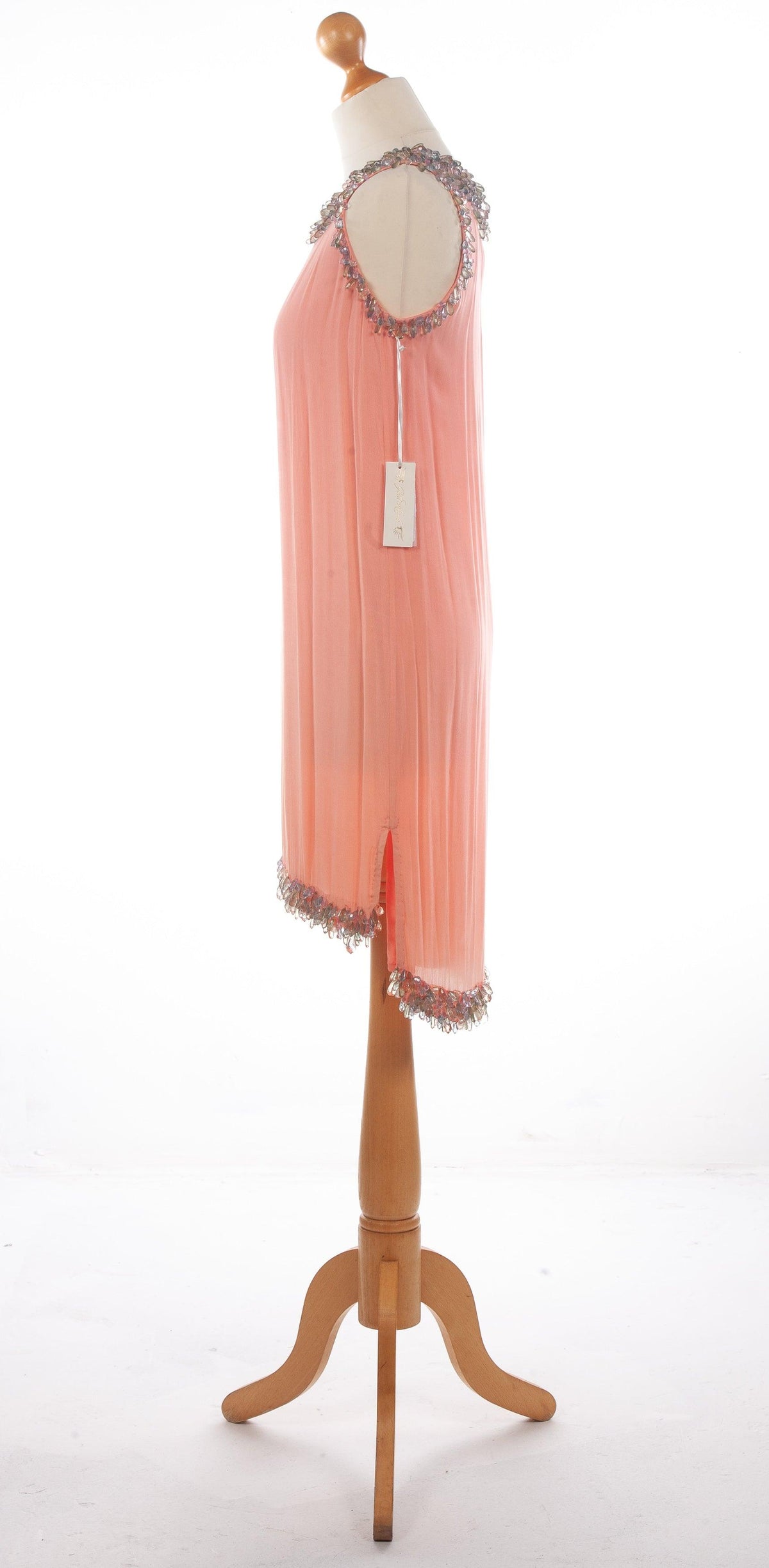 Gold Hawk Betty Tank Dress Lipstick Coral Beaded UK 8 BNWT - Ava & Iva