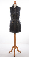 Moschino Jeans Vinyl Sleeveless Dress Black with Gold Toned Zips UK 10/12 - Ava & Iva