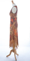 Ronit Zilkha Floral Dress Copper Tone Leaf Design UK 10/12 - Ava & Iva