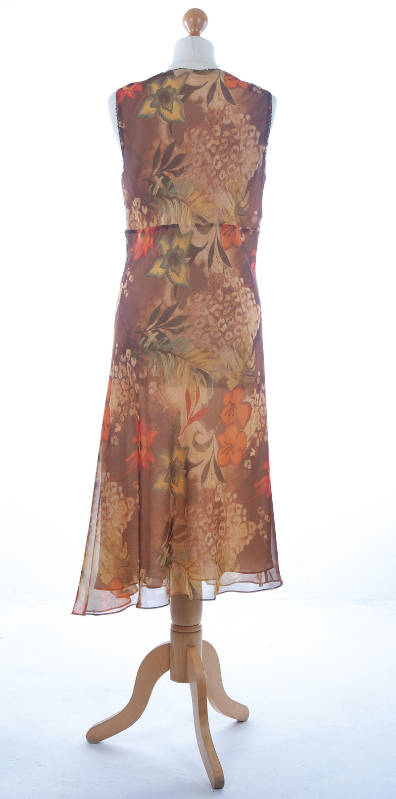 Ronit Zilkha Floral Dress Copper Tone Leaf Design UK 10/12 - Ava & Iva