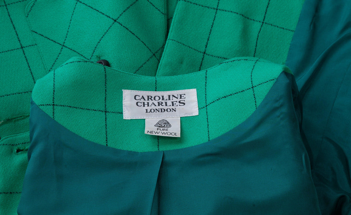 Caroline Charles Jacket Emerald Green Check Wool UK 12 - Ava & Iva