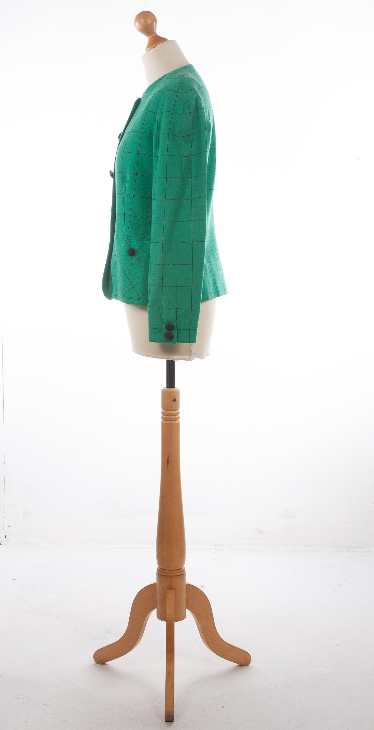 Caroline Charles Jacket Emerald Green Check Wool UK 12 - Ava & Iva