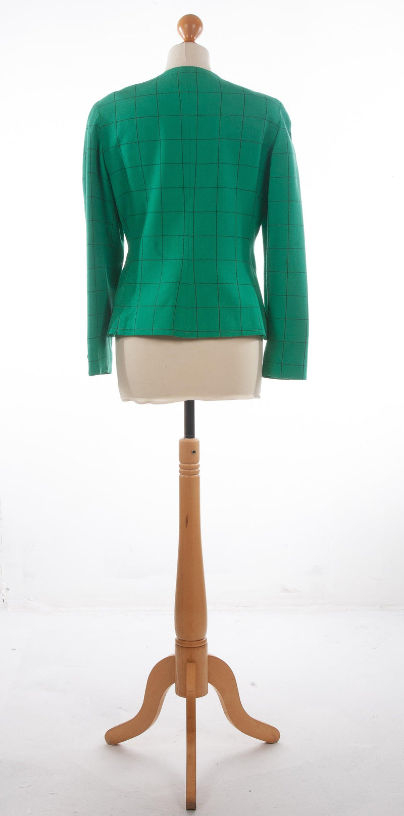 Caroline Charles Jacket Emerald Green Check Wool UK 12 - Ava & Iva
