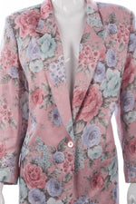 Alfred Dunner Jacket Silk and Cotton Pink Floral Size UK 18 - Ava & Iva