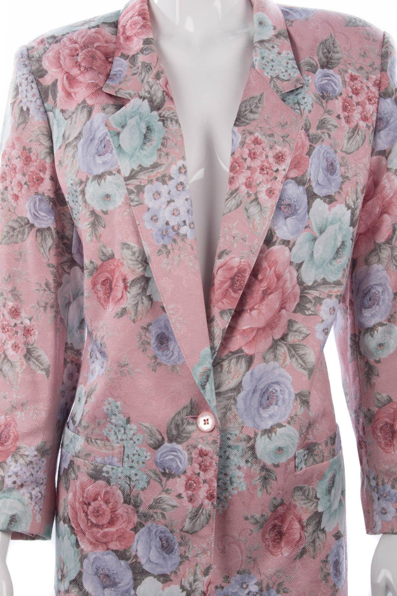 Alfred Dunner Jacket Silk and Cotton Pink Floral Size UK 18 - Ava & Iva