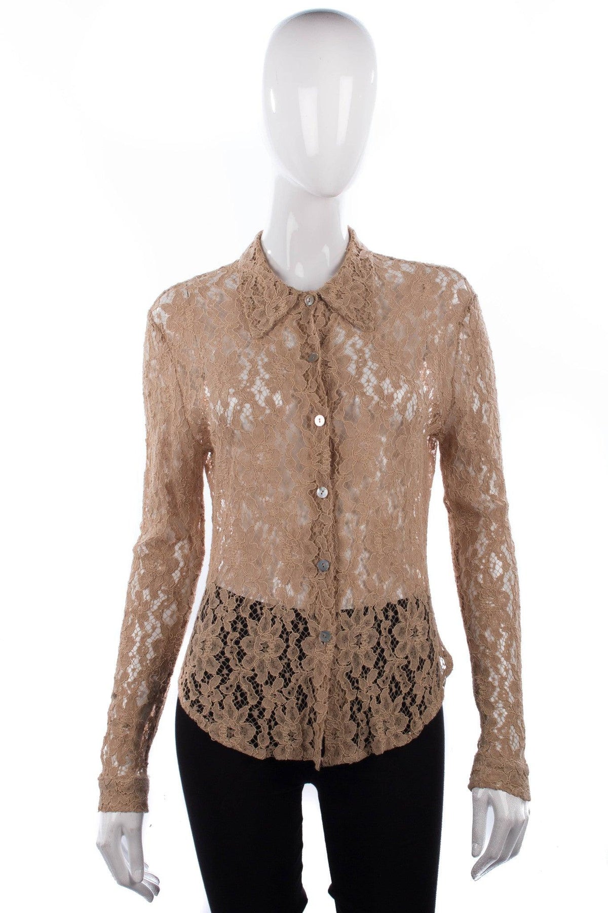 Charlotte Halton Contemporary Design Lace Shirt Cream Size 14 - Ava & Iva