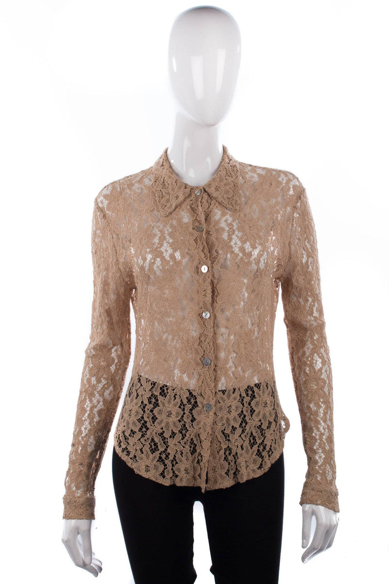 Charlotte Halton Contemporary Design Lace Shirt Cream Size 14 - Ava & Iva