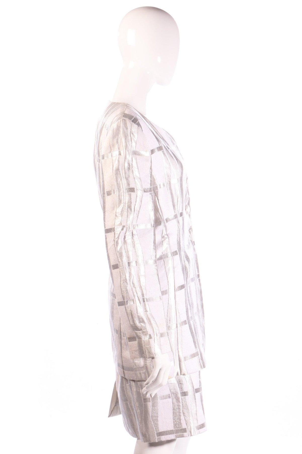 White and silver skirt suit  side