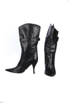 Sergio Rossi Black Leather 3/4 Boots Pointed Toe Size 39 (UK5.5) - Ava & Iva