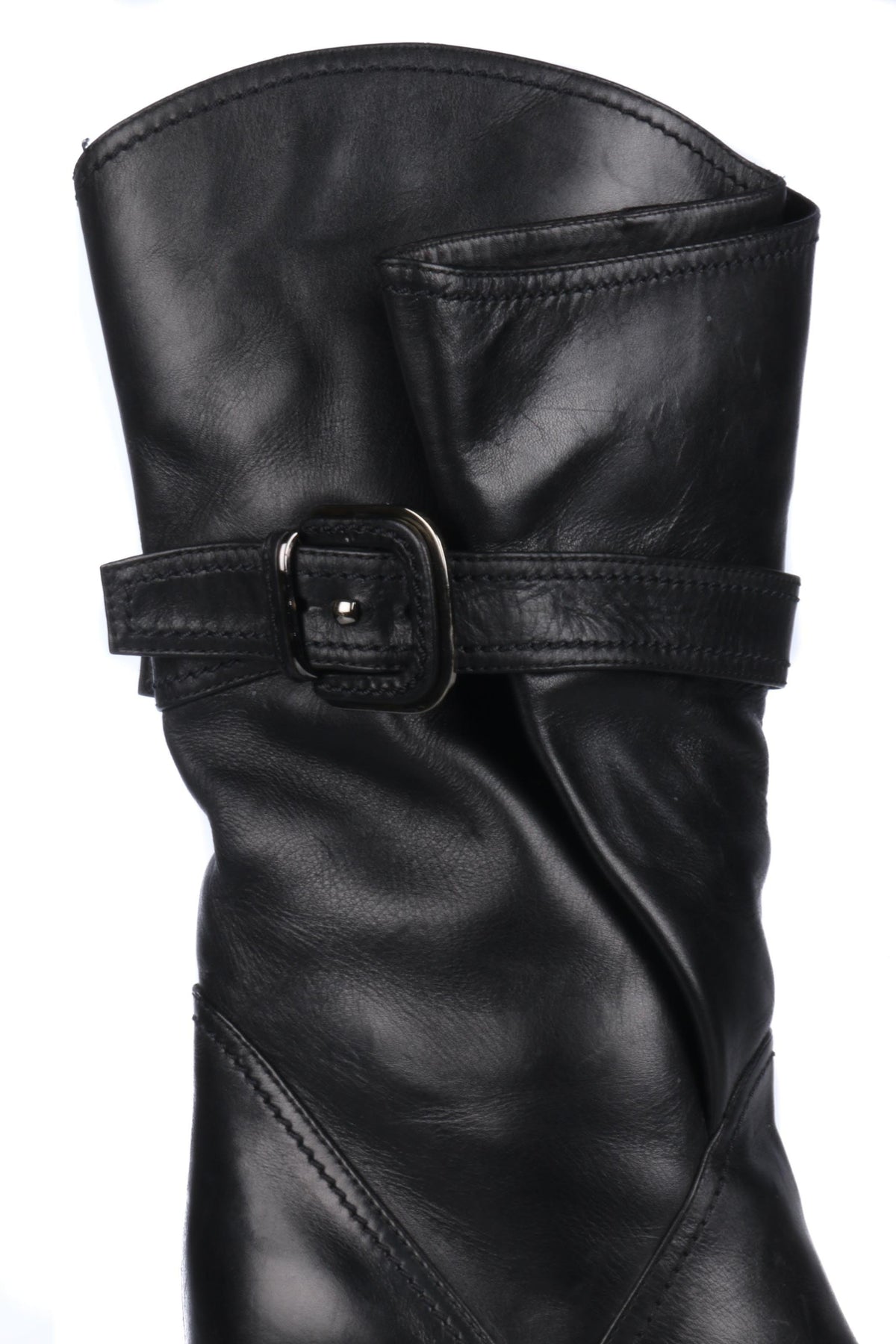 Sergio Rossi Black Leather 3/4 Boots Pointed Toe Size 39 (UK5.5) - Ava & Iva