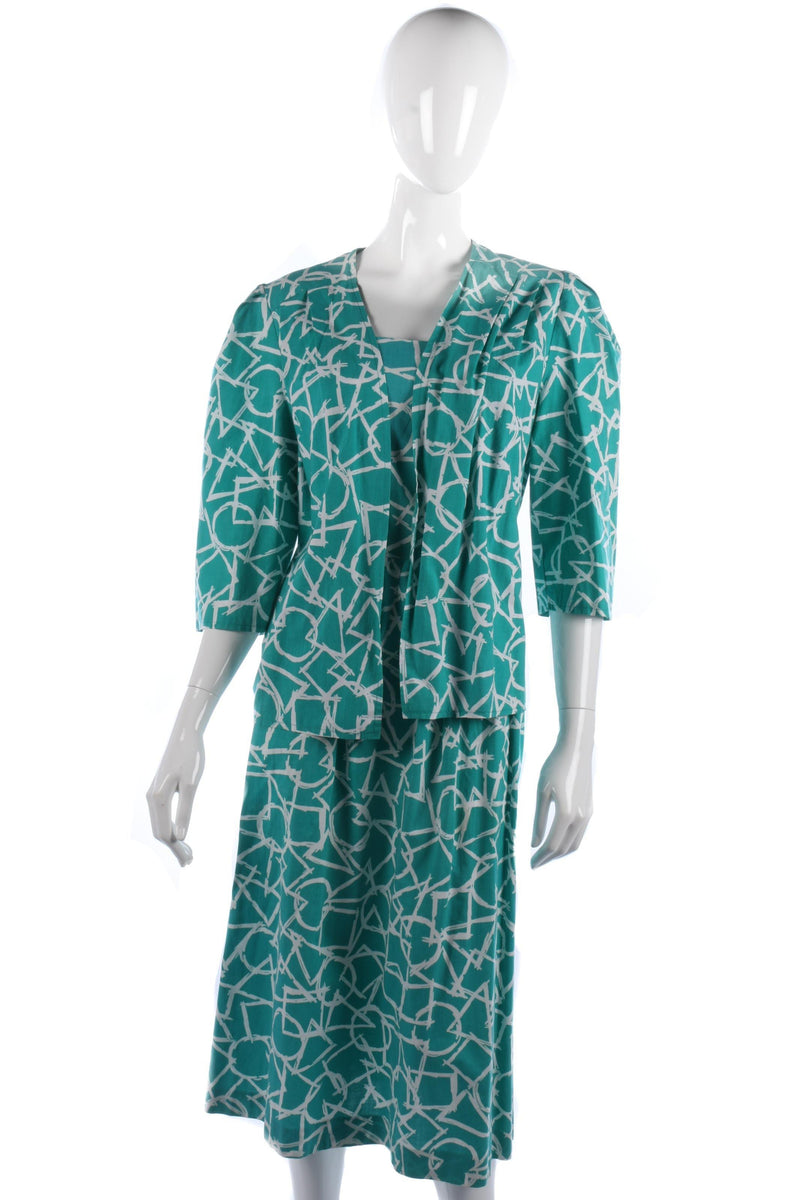 Susie G 1950's Vintage Cotton Dress and Jacket Turquoise Size M - Ava & Iva