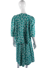 Susie G 1950's Vintage Cotton Dress and Jacket Turquoise Size M - Ava & Iva