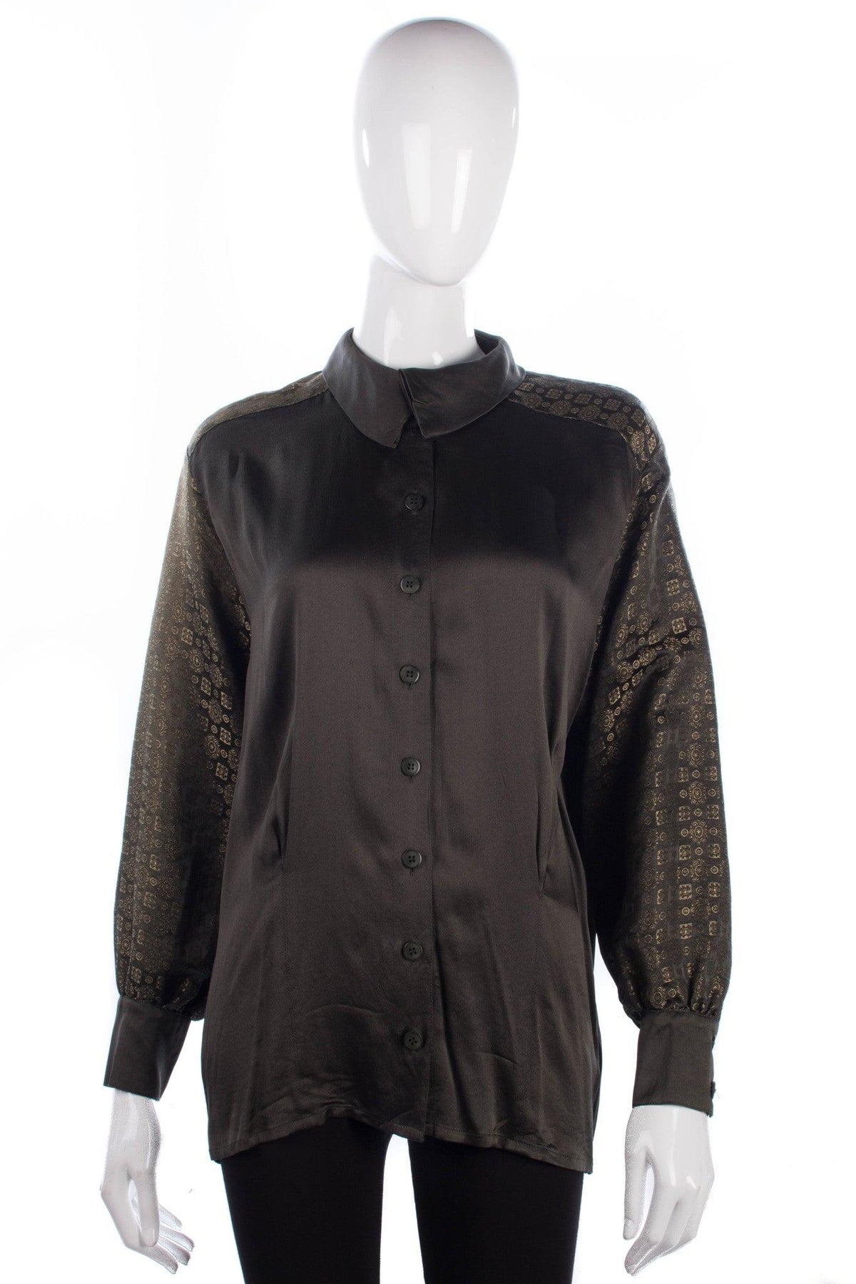 Designer Escada by Margaretha Ley olive green shirt size 12/14