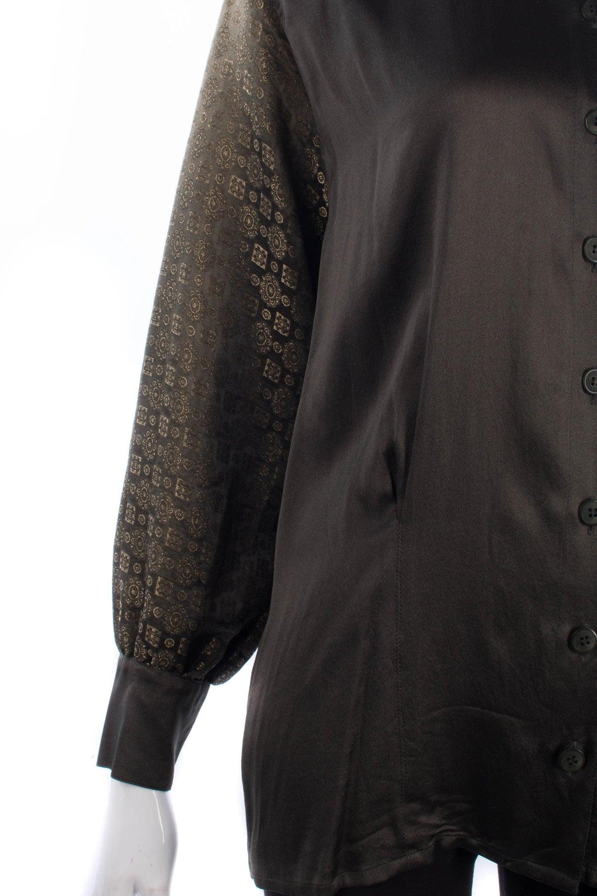 Designer Escada by Margaretha Ley olive green shirt size 12/14