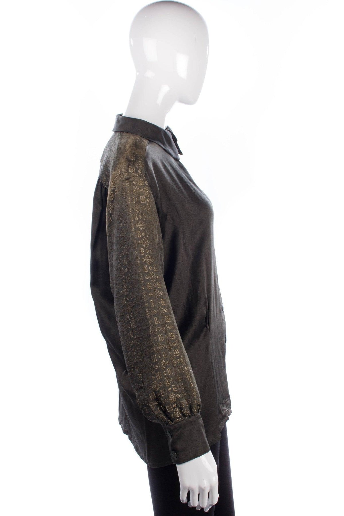 Designer Escada by Margaretha Ley olive green shirt size 12/14