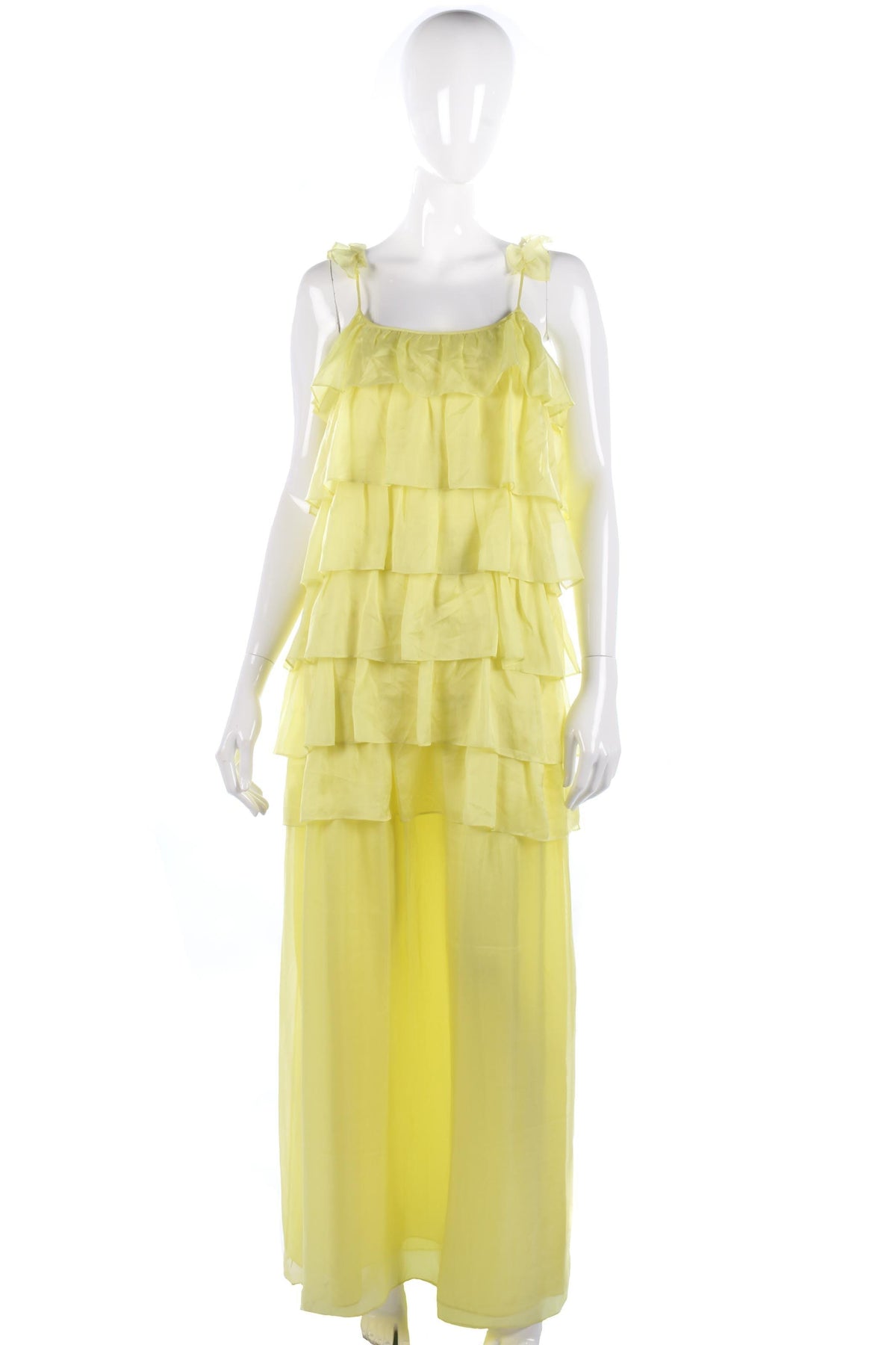 Long yellow silk ruffle dress yellow size 8/10 - Ava & Iva