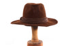 Brown suede hat with binding detail 