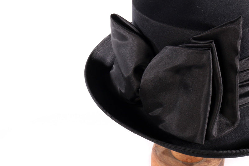 Whiteley black hat with bow detail  side