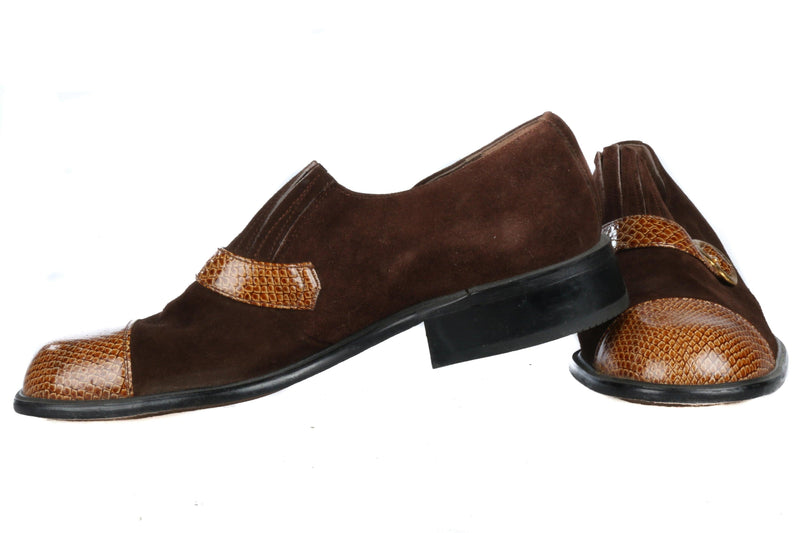 TopMan Vintage Brown Suede Shoes With Leather Strap and Toe Detail Size 6 1/2 - Ava & Iva